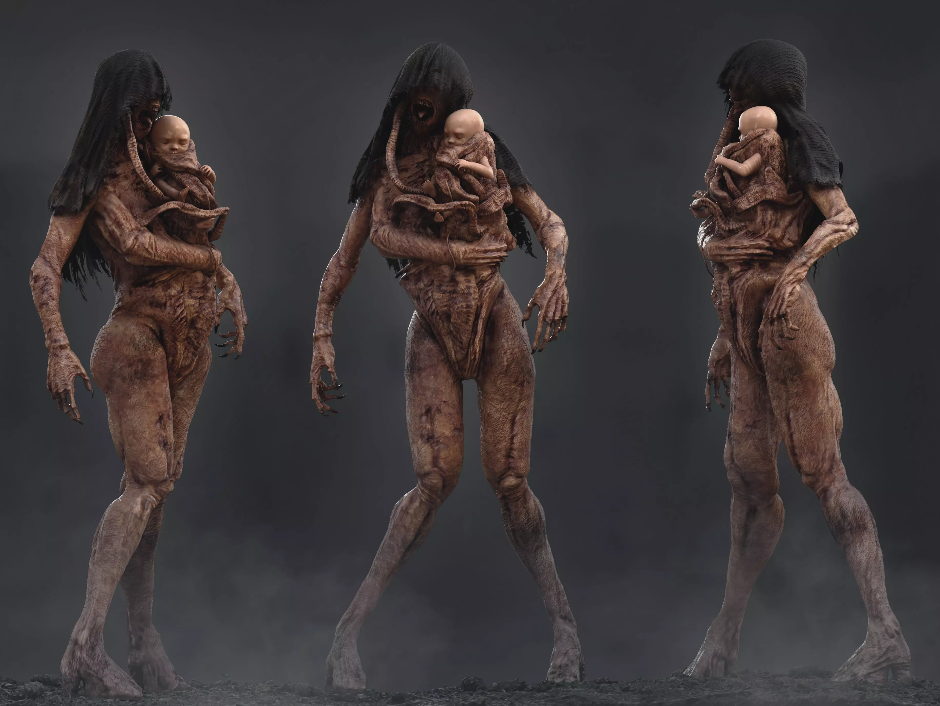 Horror Surrogate Mother Low-poly 3D model_0