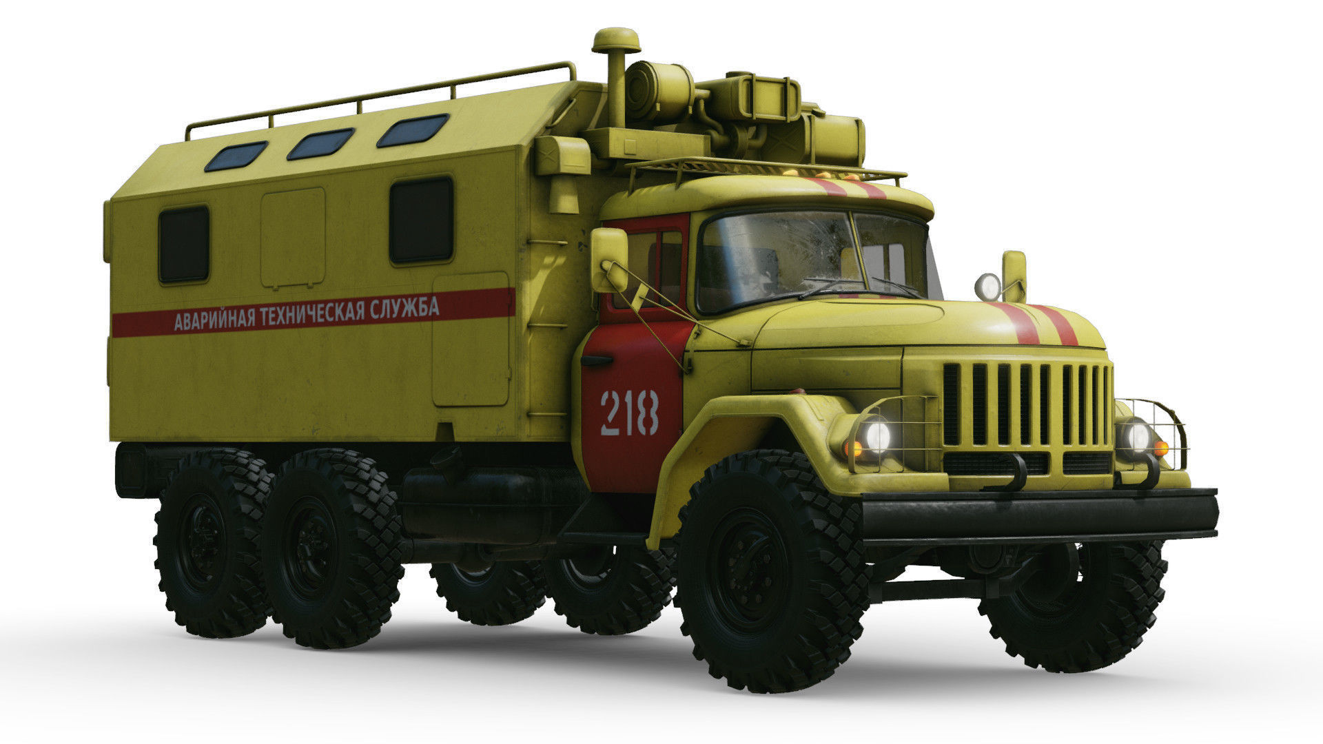 Emergency Technical Services Truck Low-poly 3D model_9