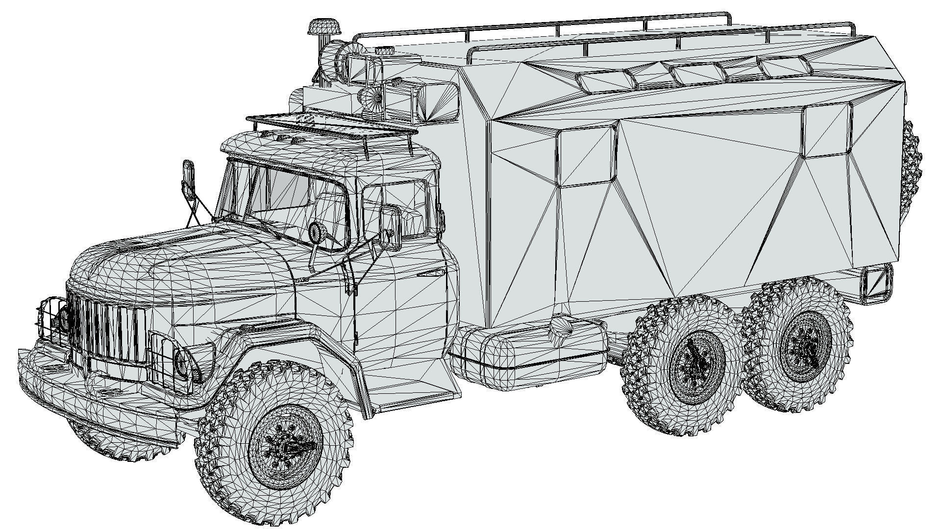 Emergency Technical Services Truck Low-poly 3D model_11