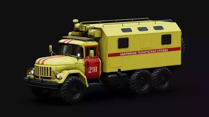 Emergency Technical Services Truck Low-poly 3D model