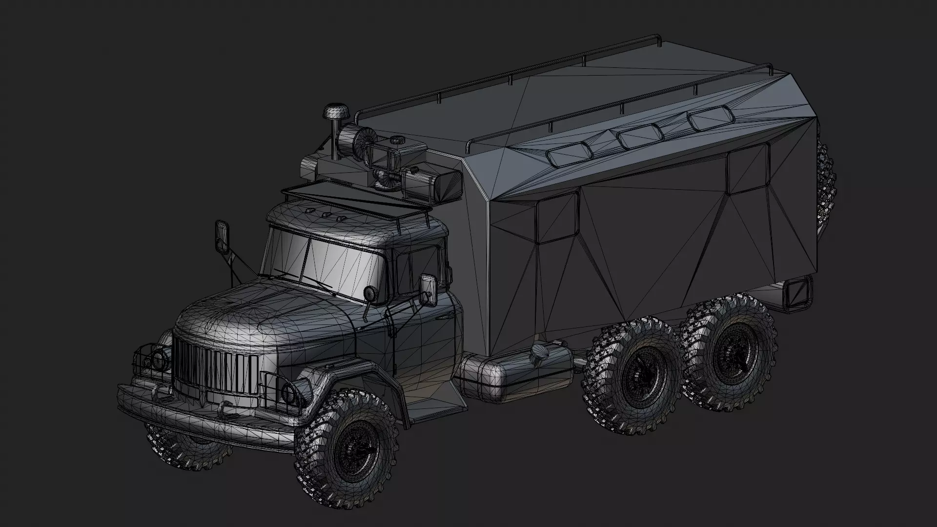 Emergency Technical Services Truck Low-poly 3D model_2