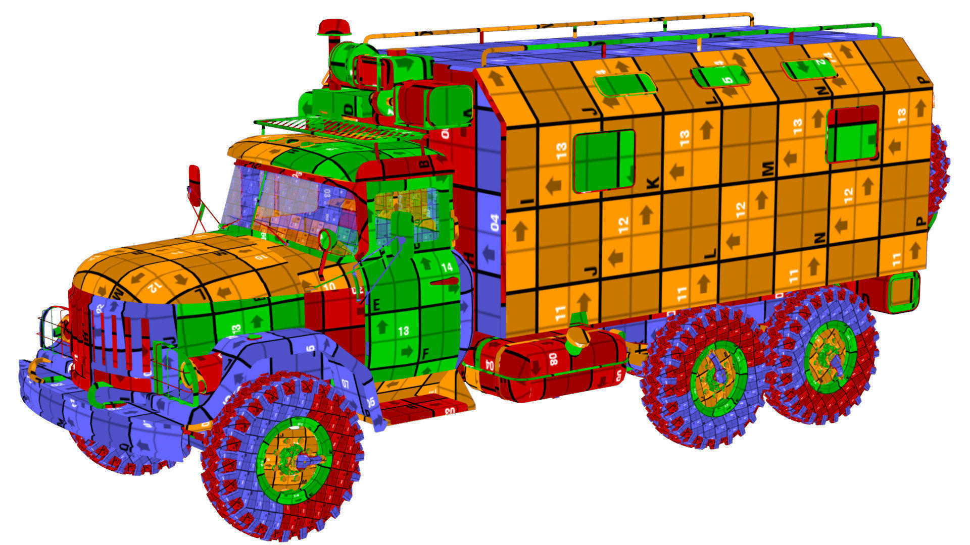 Emergency Technical Services Truck Low-poly 3D model_12