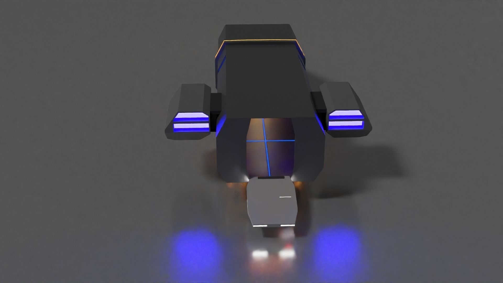 small space carrier ship with interior Low-poly 3D model_9