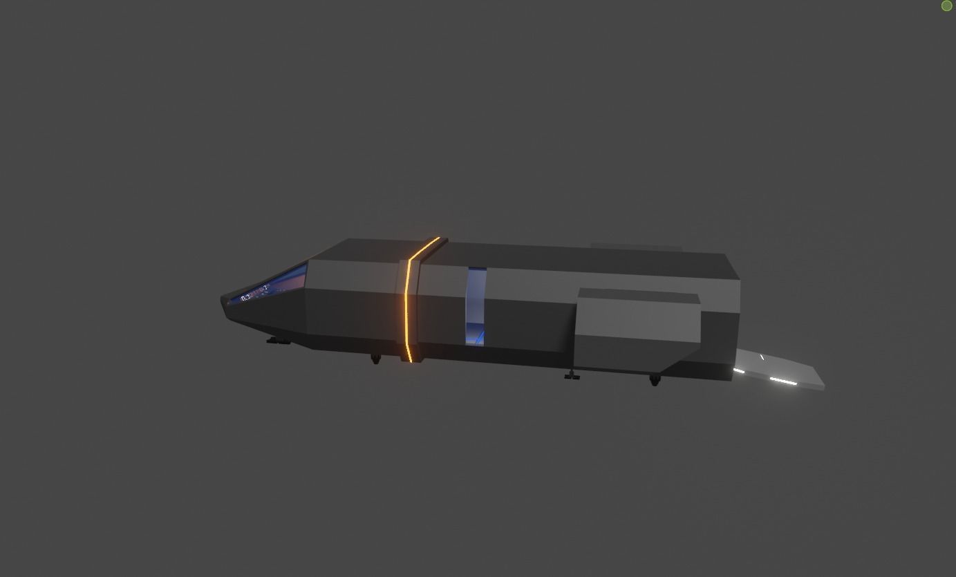 small space carrier ship with interior Low-poly 3D model_6