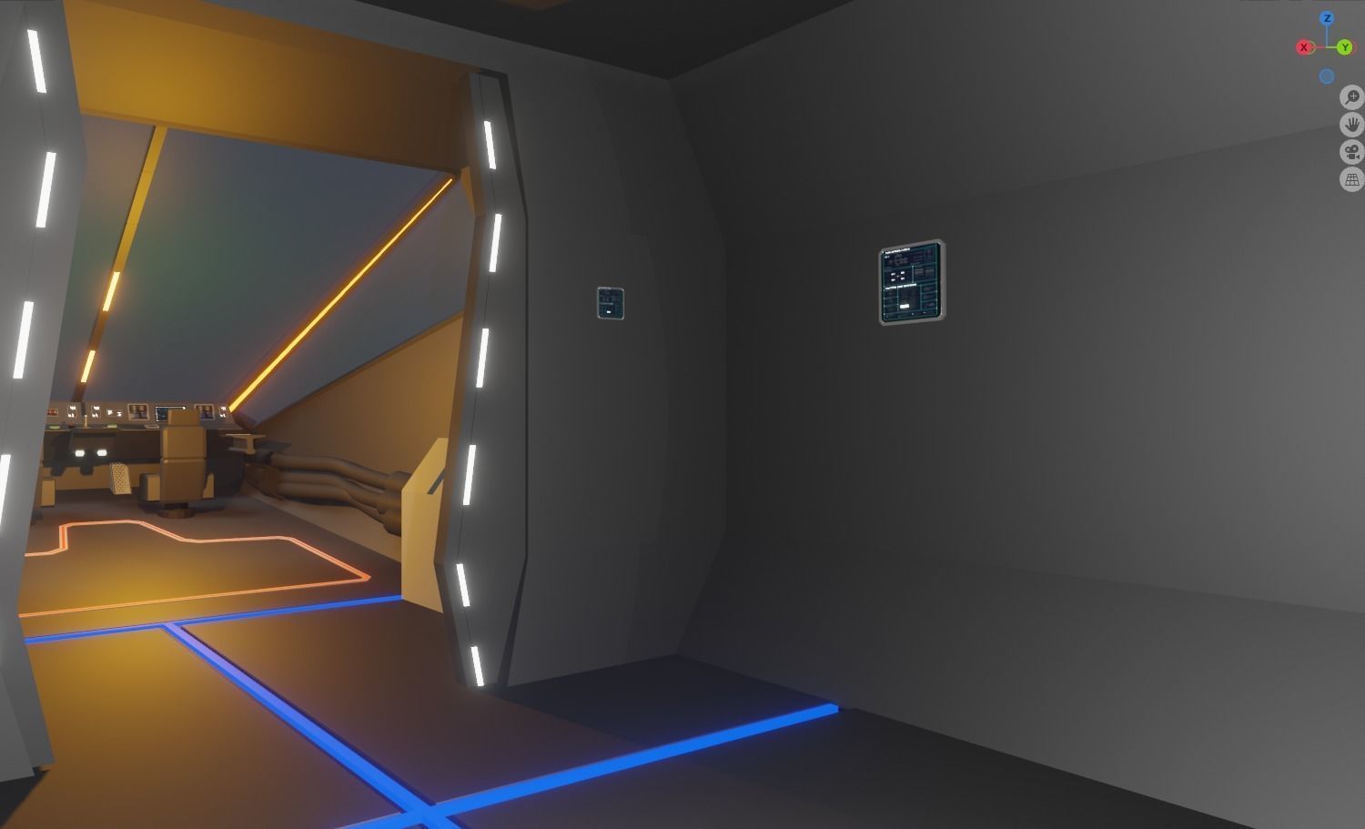 small space carrier ship with interior Low-poly 3D model_8