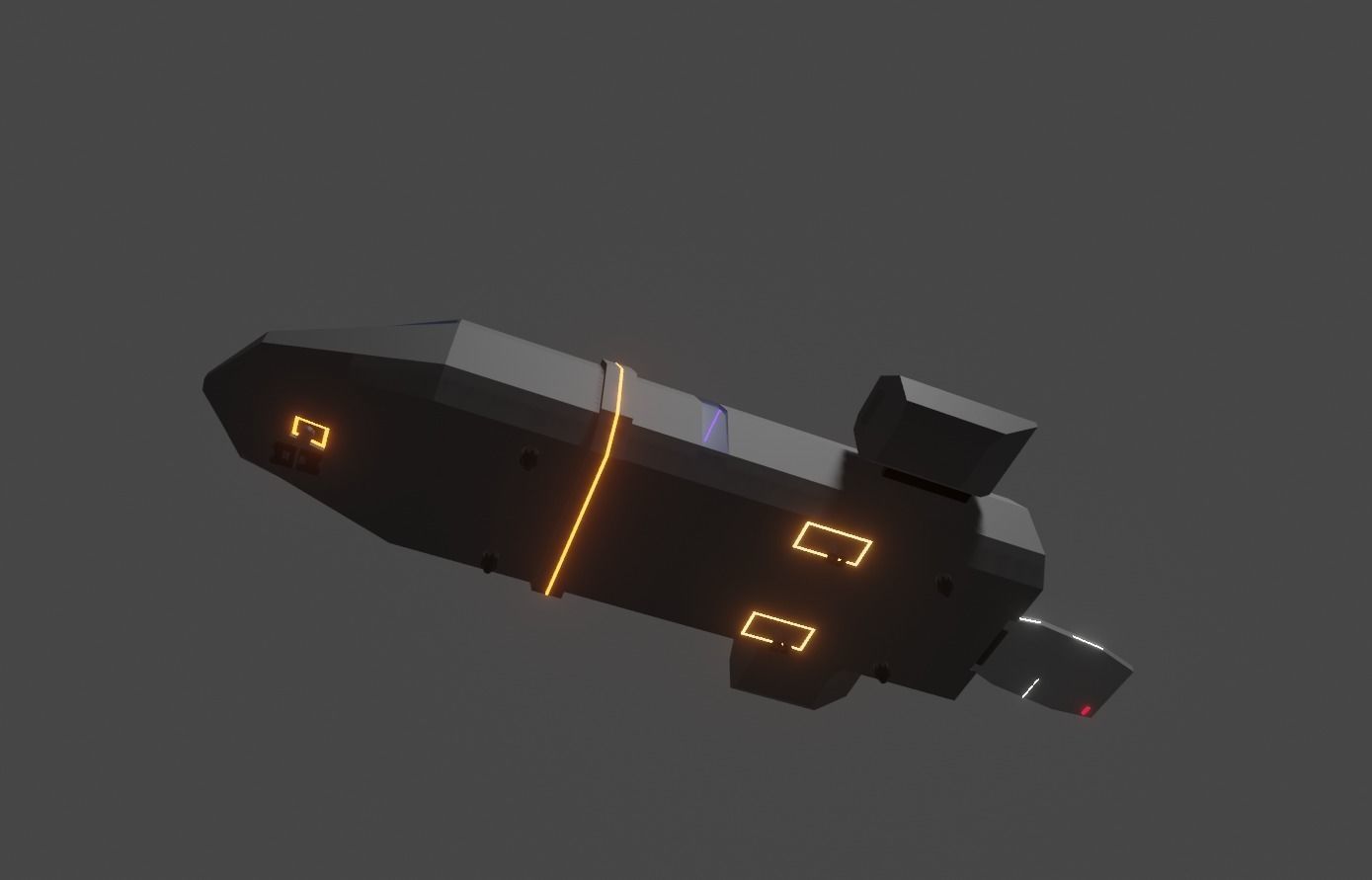 small space carrier ship with interior Low-poly 3D model_4