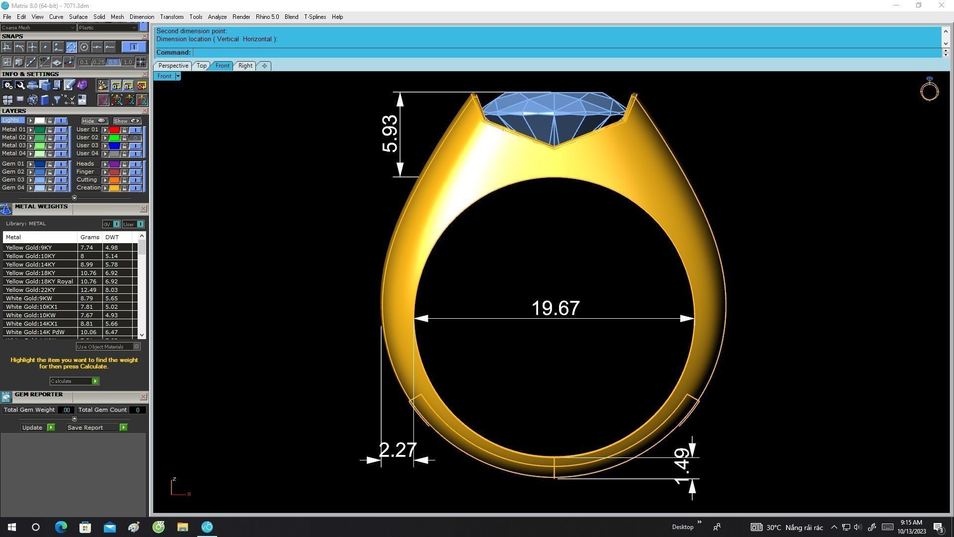 7071 Oval Diamond Solitaire Ring For Men 3D print model_7