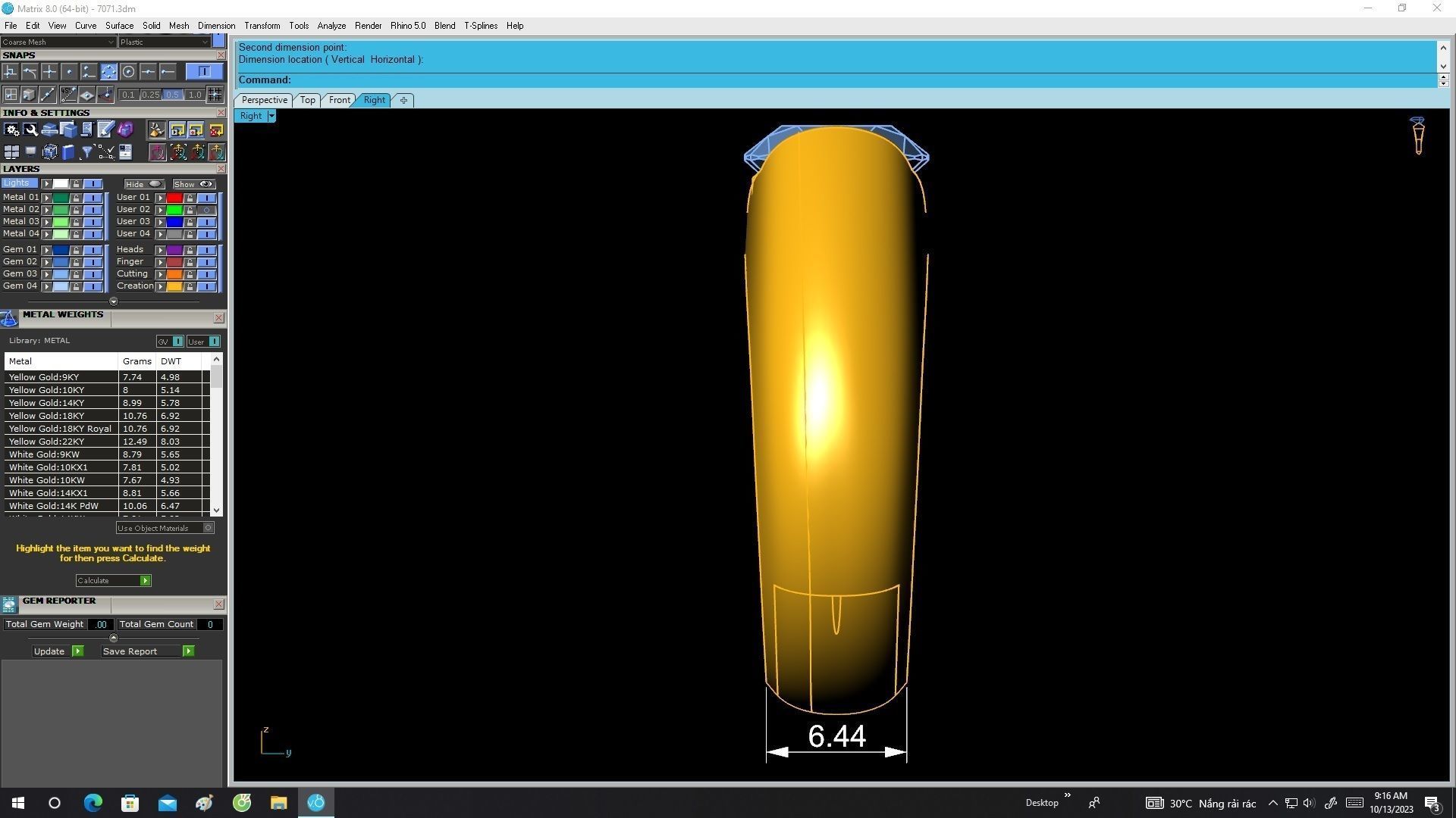 7071 Oval Diamond Solitaire Ring For Men 3D print model_8