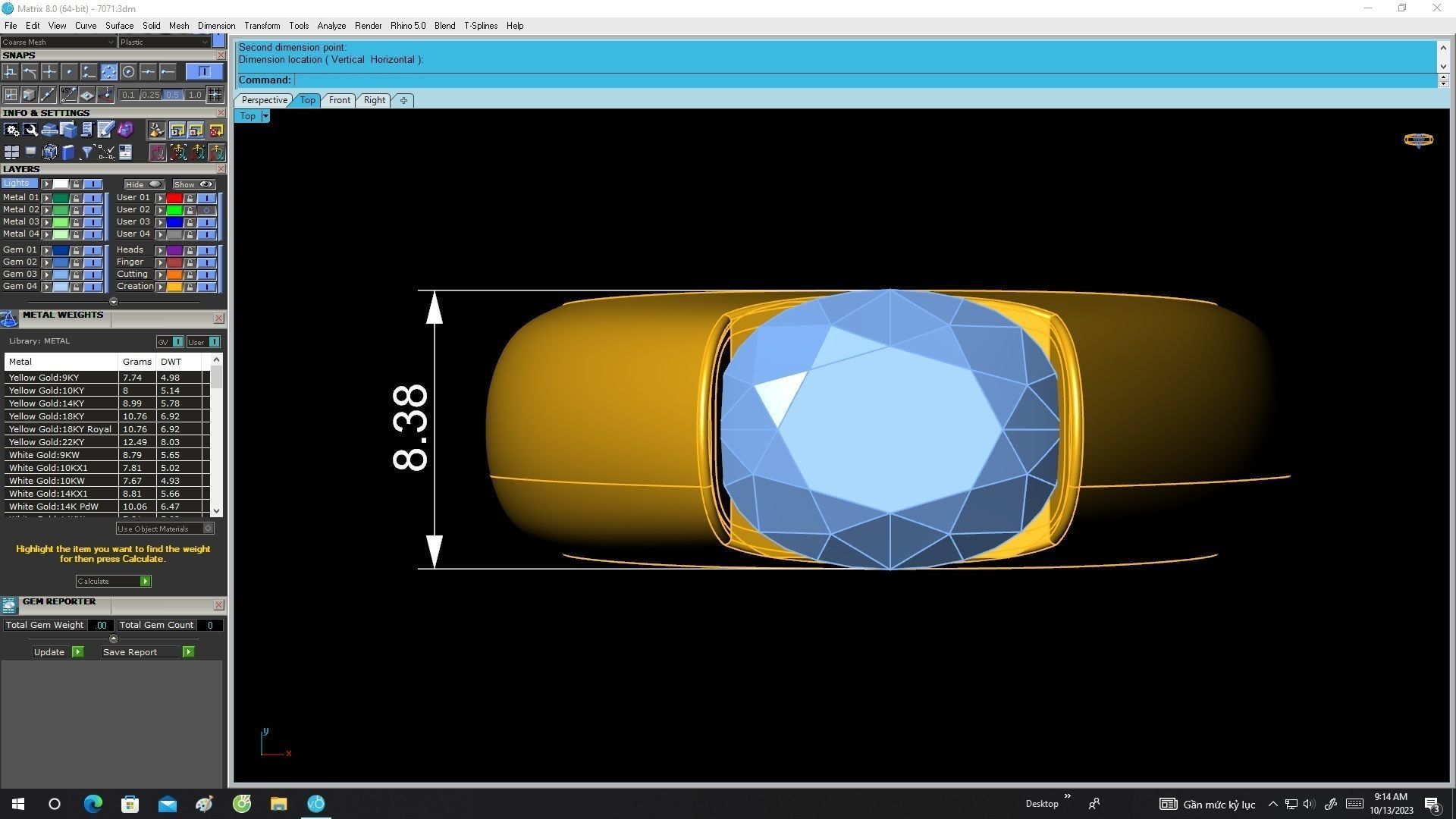 7071 Oval Diamond Solitaire Ring For Men 3D print model_6