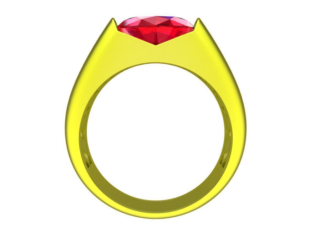 7071 Oval Diamond Solitaire Ring For Men 3D print model_2