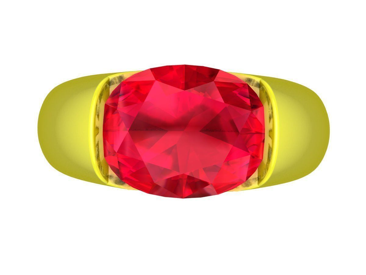 7071 Oval Diamond Solitaire Ring For Men 3D print model_1