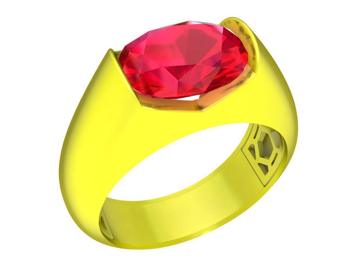 7071 Oval Diamond Solitaire Ring For Men 3D print model_4