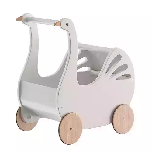 Sweet Wooden Swan Doll Stroller