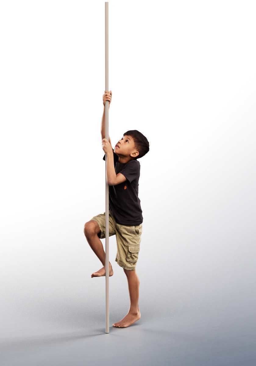 Joey 14483 - Mediterranean Boy Playing On Climbing Frame Low-poly 3D model_1