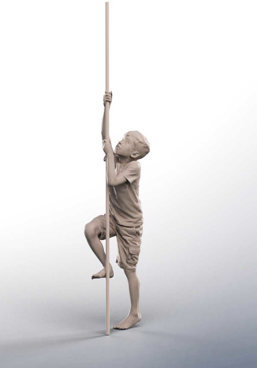 Joey 14483 - Mediterranean Boy Playing On Climbing Frame Low-poly 3D model_3