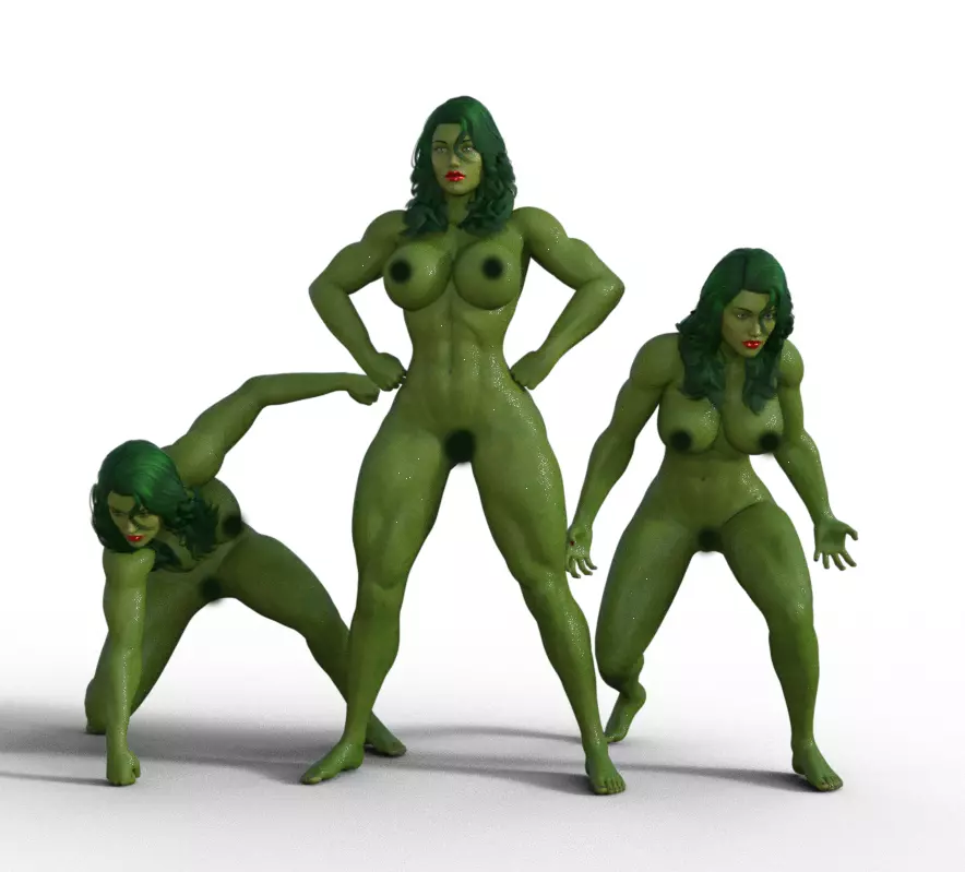 Pack she hulk super hero pose 3D print model_0