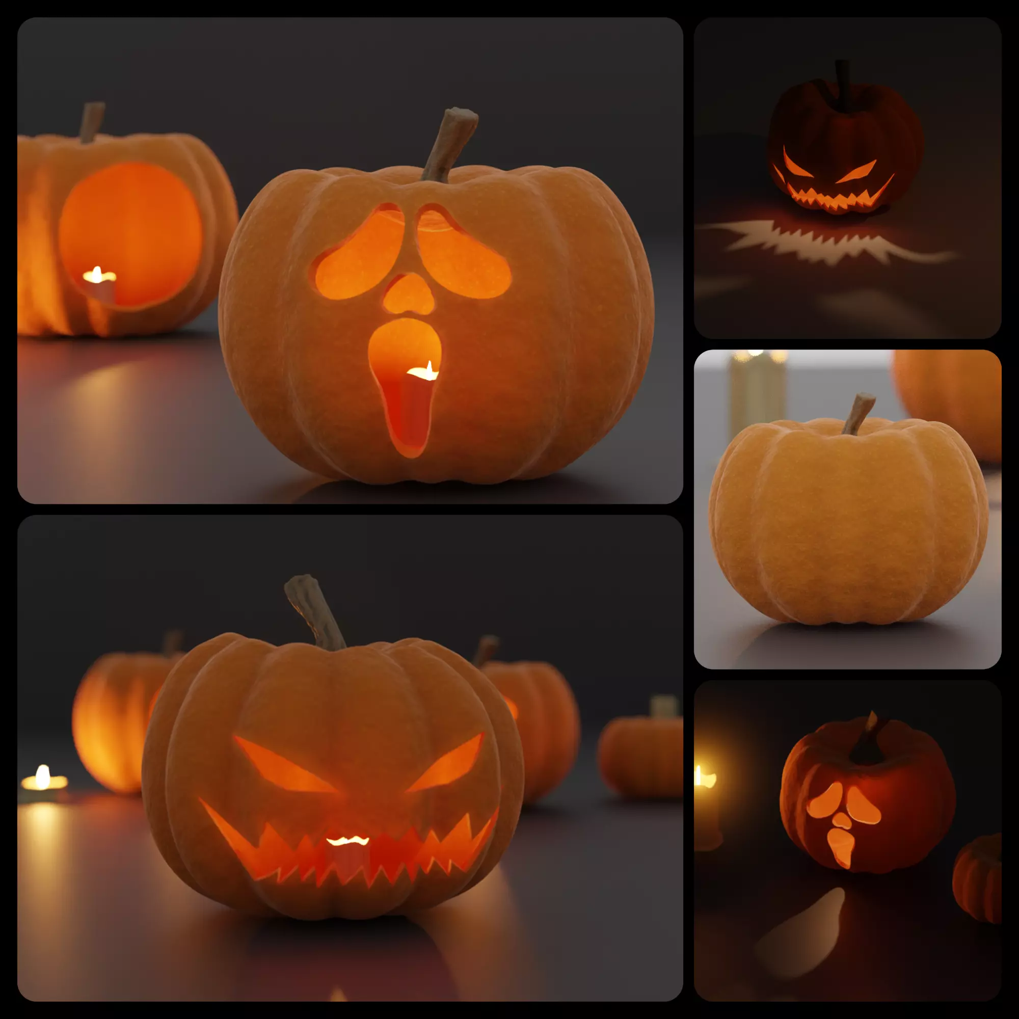 Realistic Halloween Pumpkin Pack 3D model