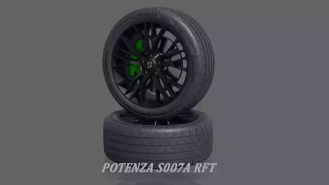 3D 3d Wheel Model of Bridgestone Potenza S007A RFT Low-poly 3D model