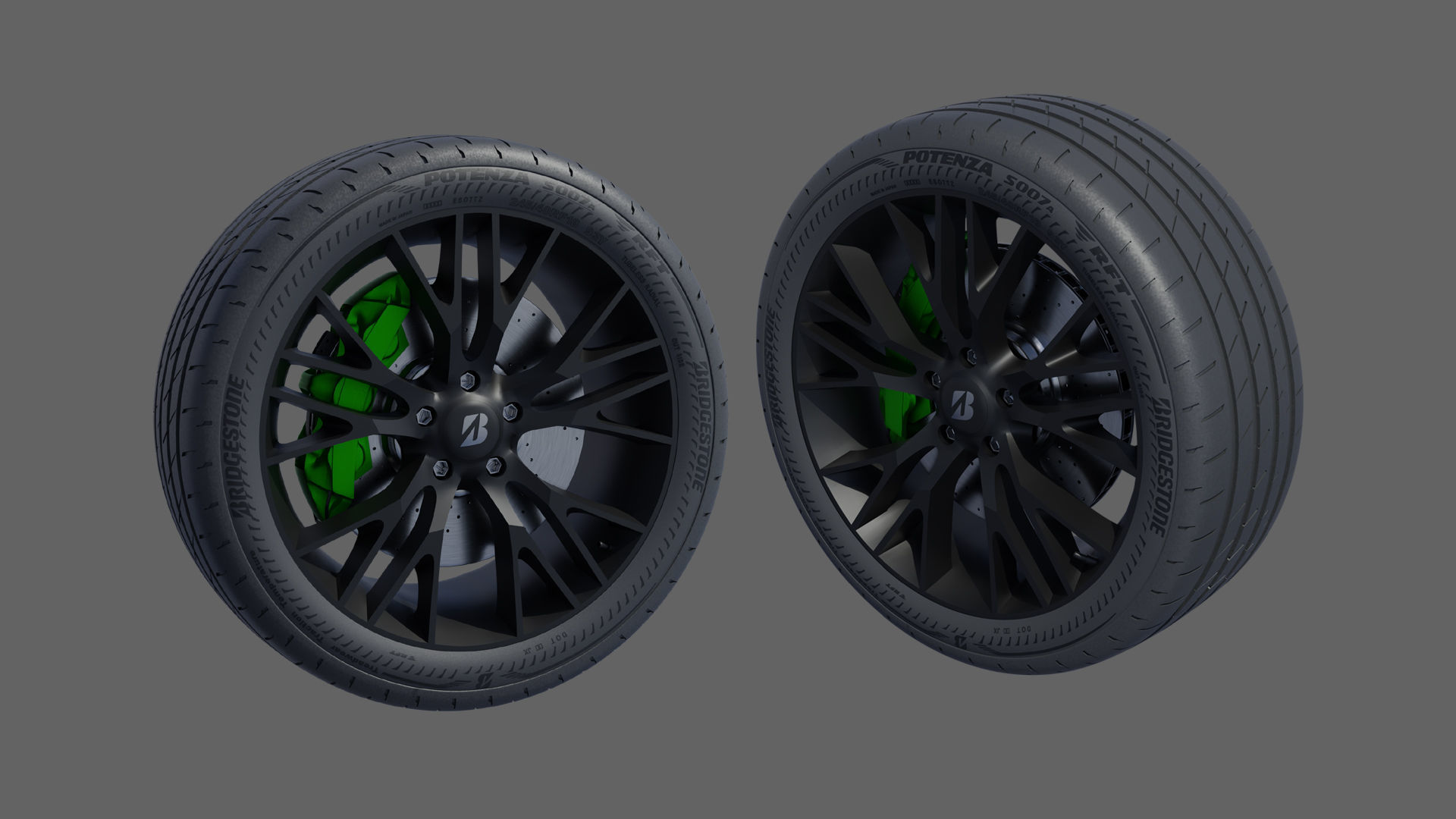 3D 3d Wheel Model of Bridgestone Potenza S007A RFT Low-poly 3D model_5