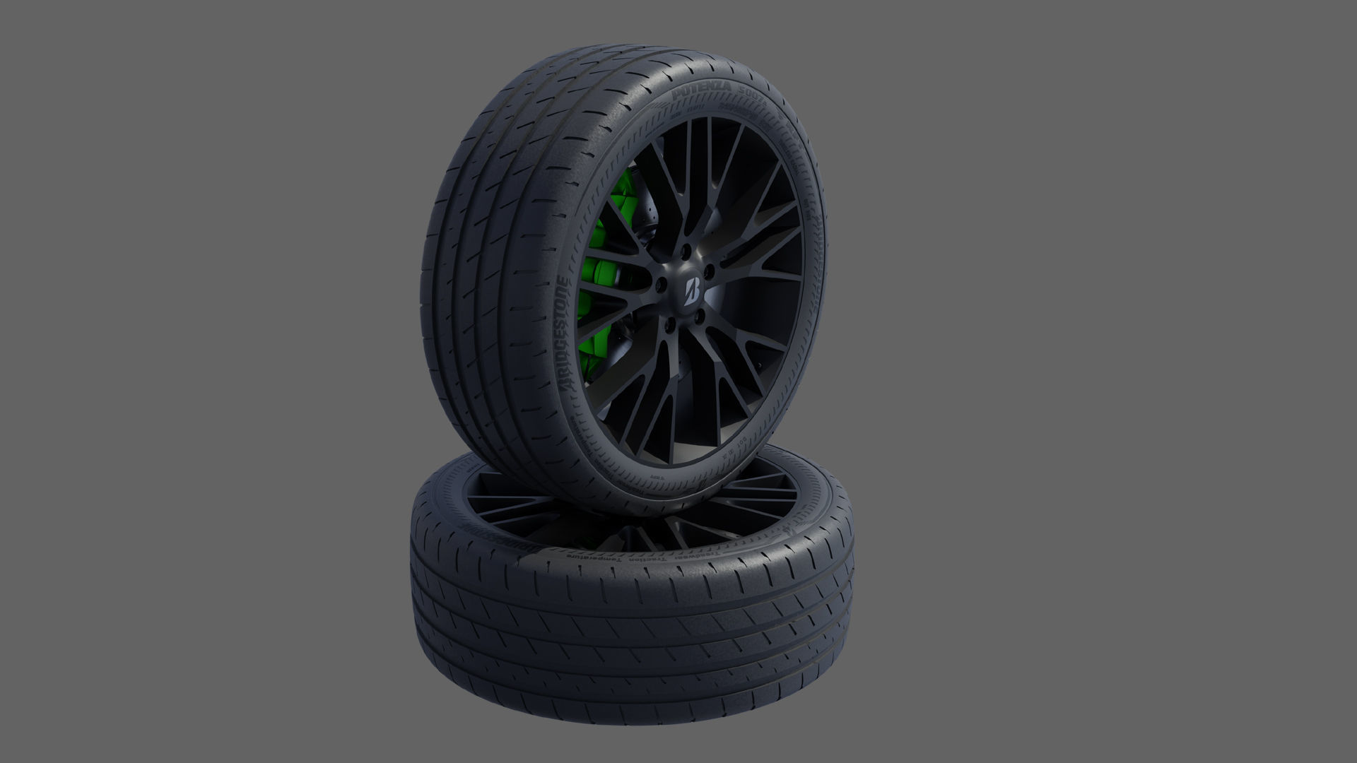 3D 3d Wheel Model of Bridgestone Potenza S007A RFT Low-poly 3D model_1