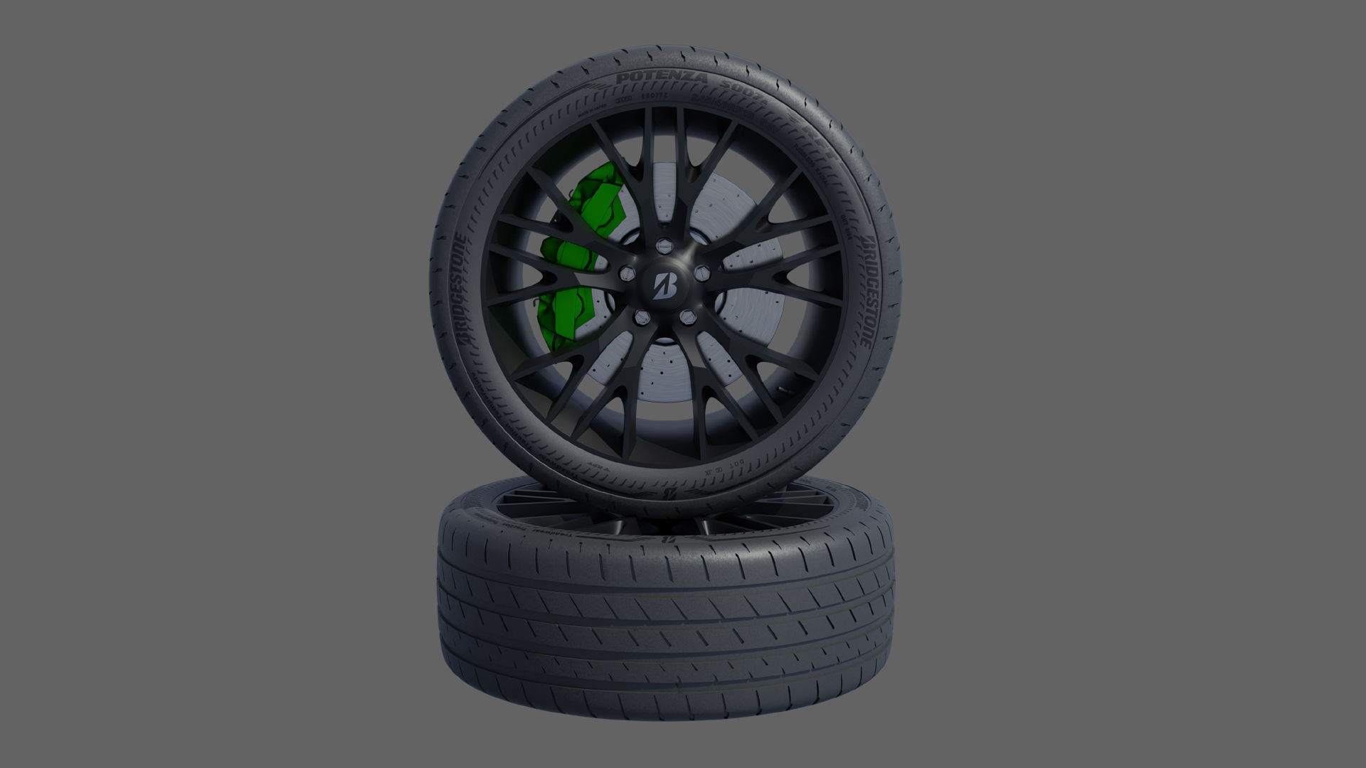 3D 3d Wheel Model of Bridgestone Potenza S007A RFT Low-poly 3D model_2