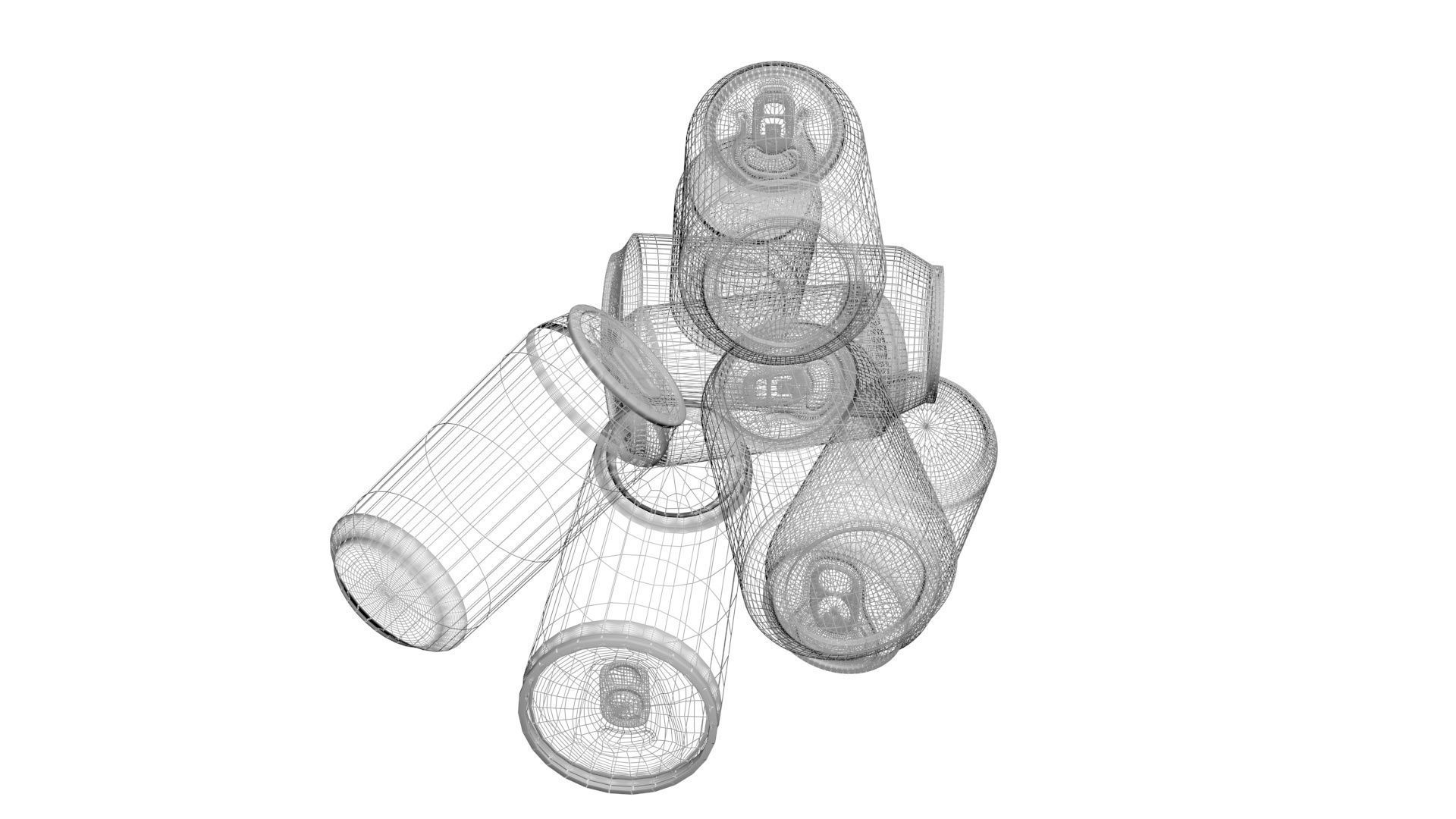 Aluminium Soda Cans Set 3D model_23