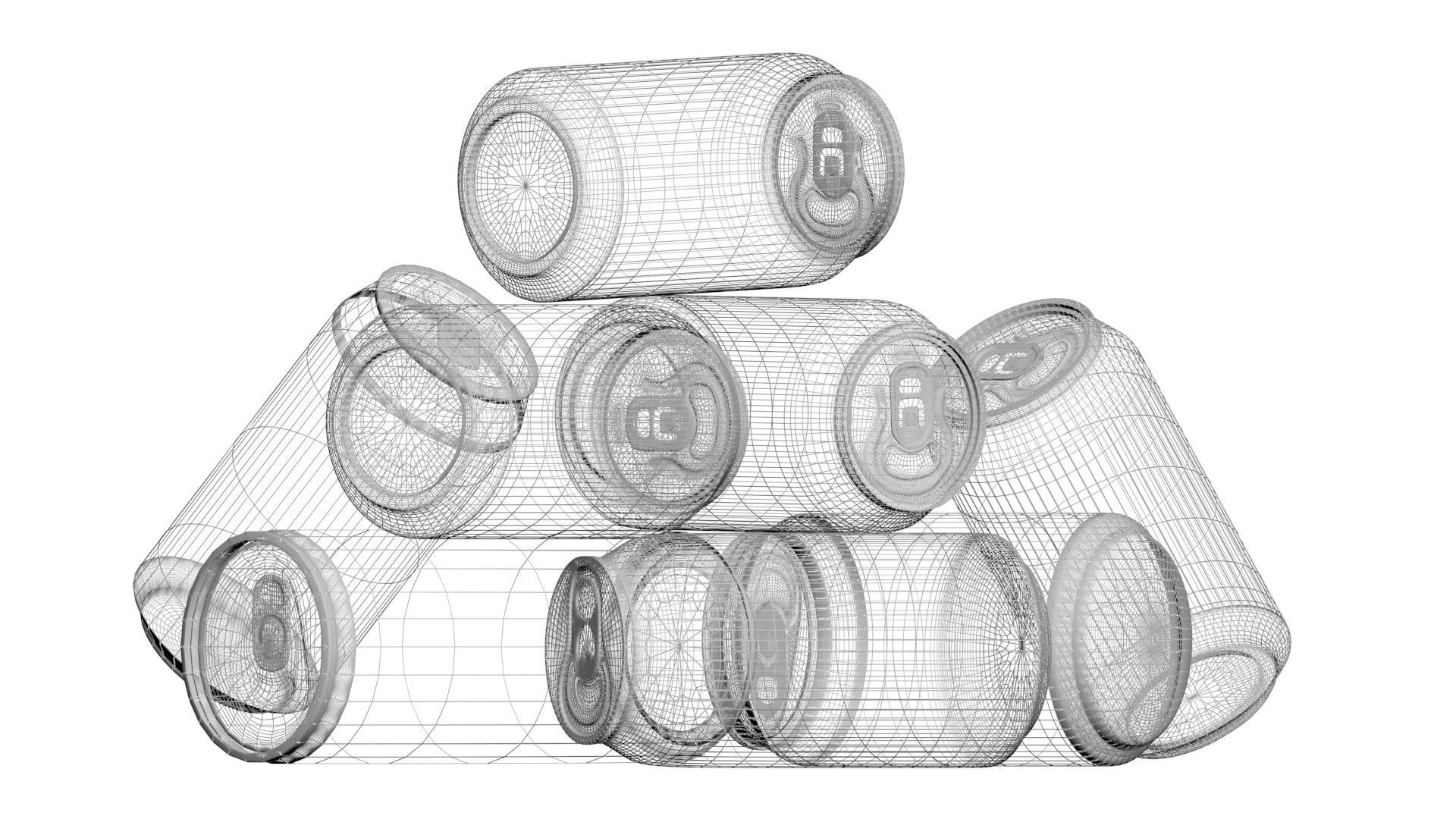 Aluminium Soda Cans Set 3D model_28