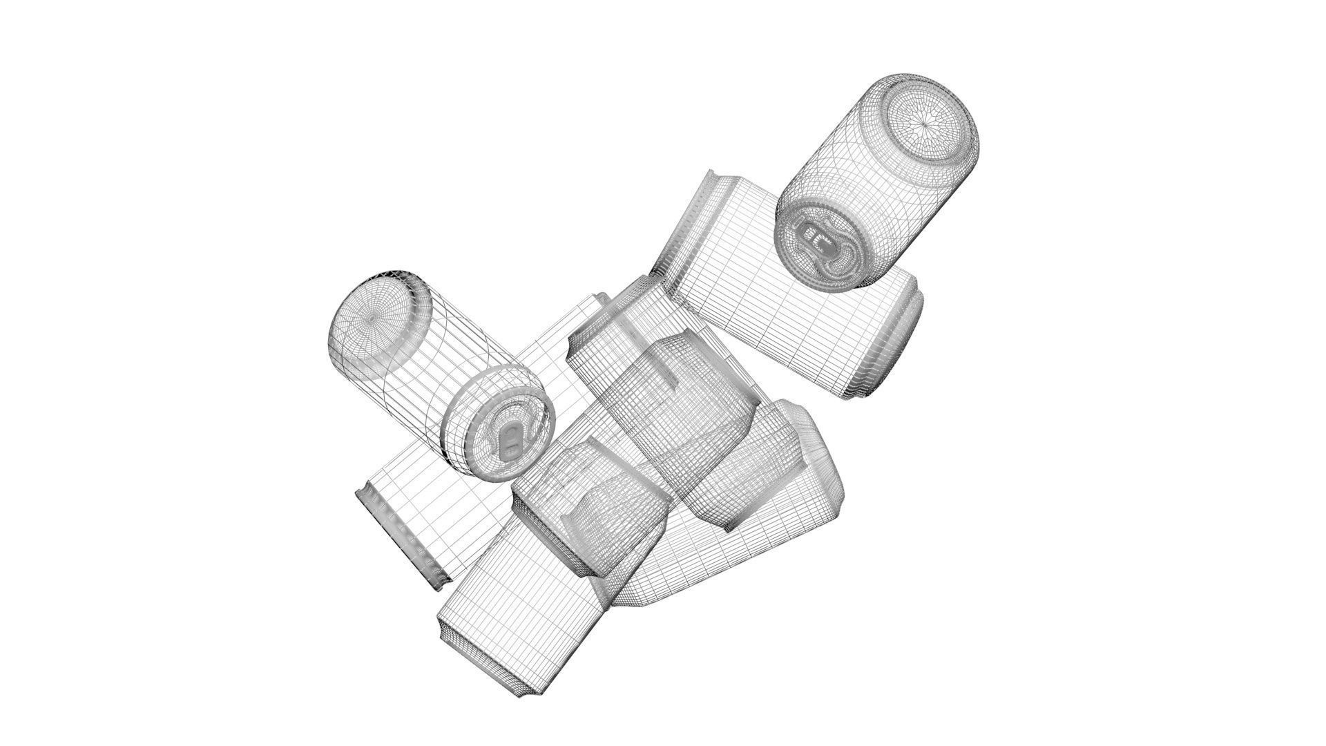 Aluminium Soda Cans Set 3D model_29