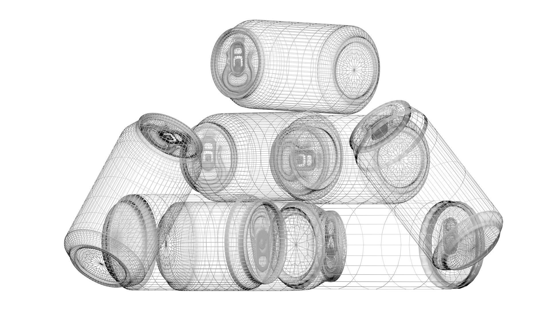 Aluminium Soda Cans Set 3D model_32