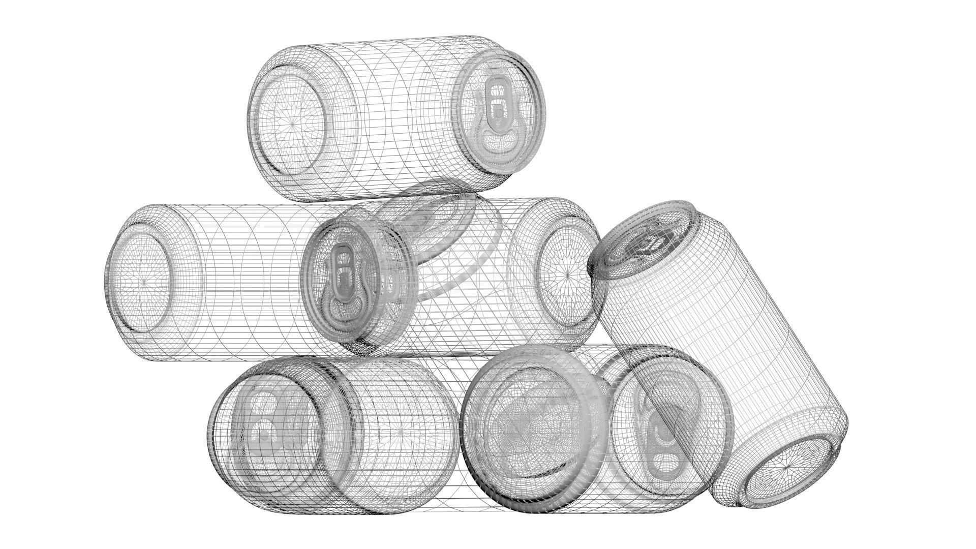 Aluminium Soda Cans Set 3D model_34