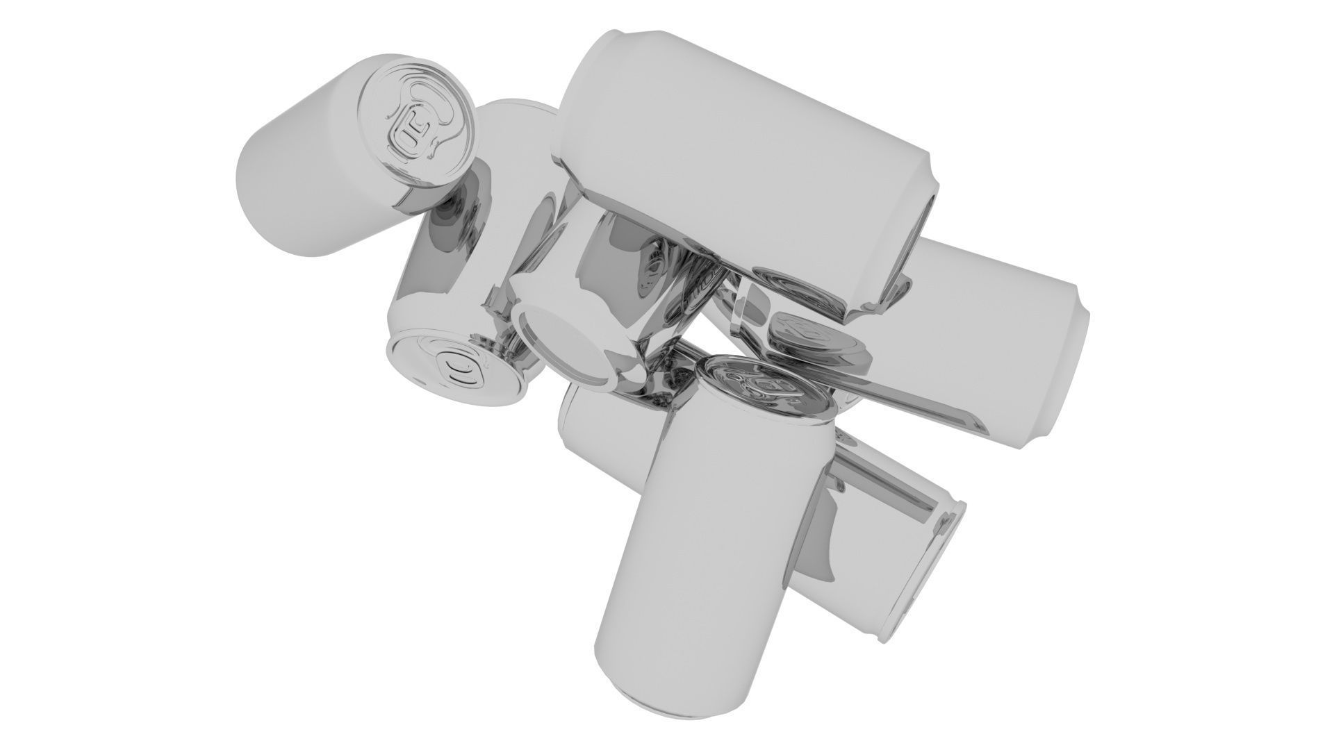 Aluminium Soda Cans Set 3D model_15