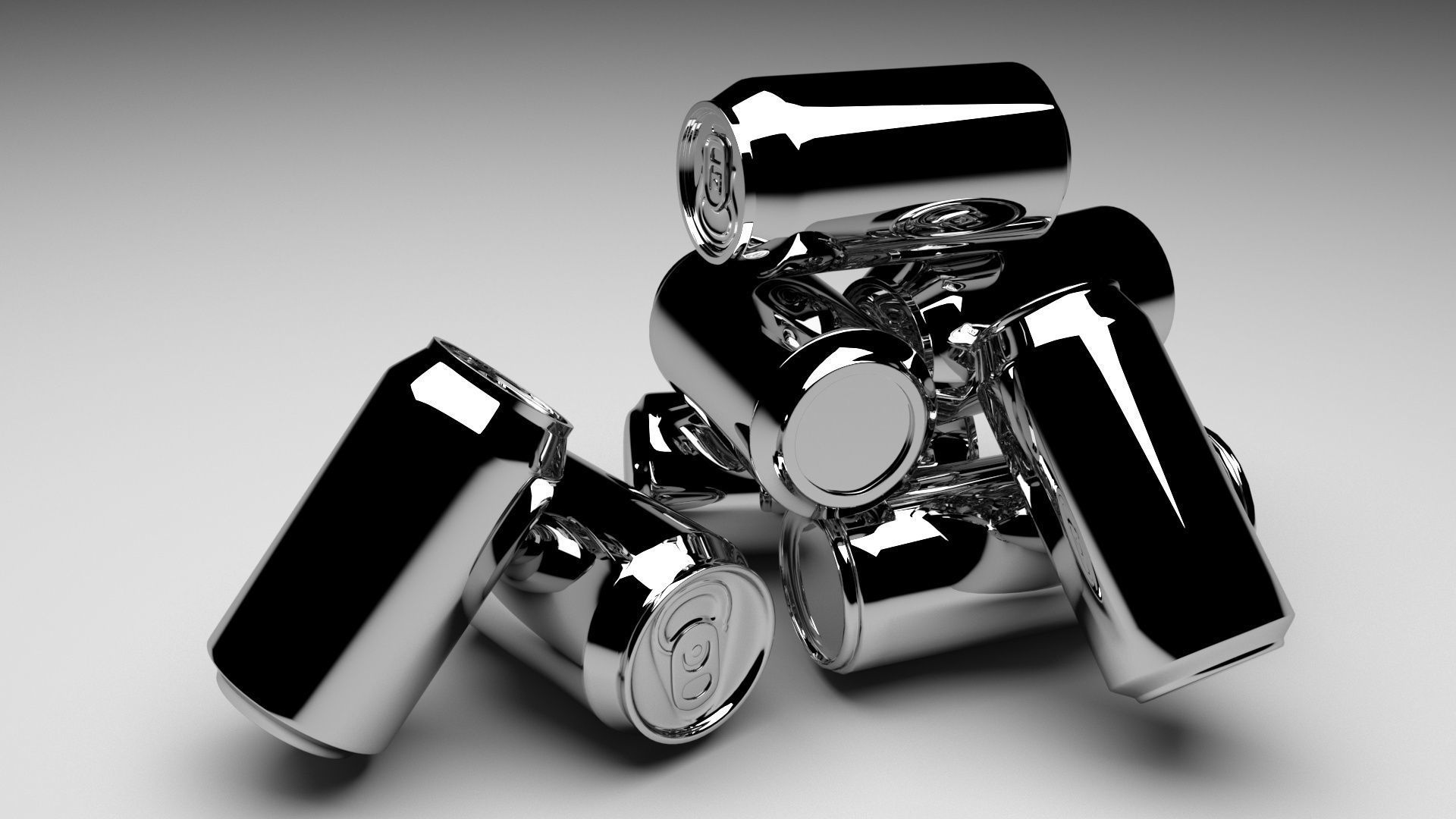 Aluminium Soda Cans Set 3D model_3