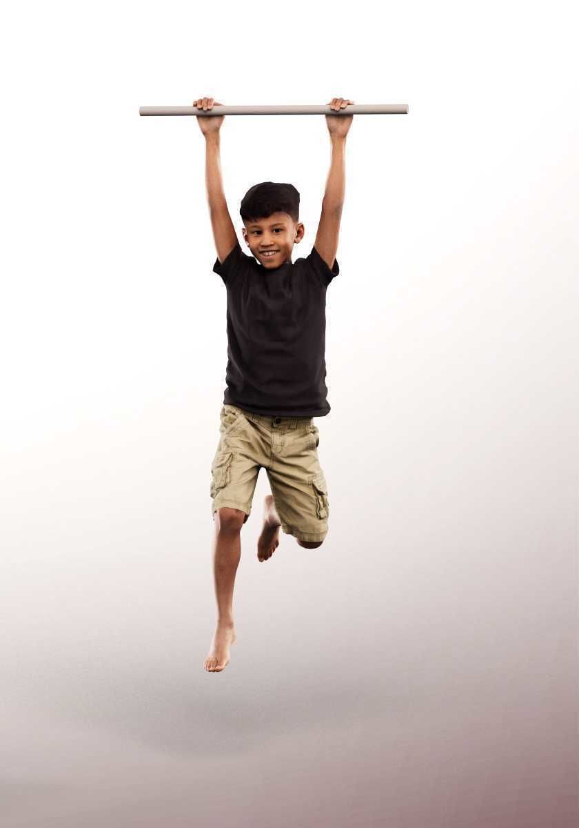 Joey 14482 - Mediterranean Boy Playing On Climbing Frame Low-poly 3D model_1