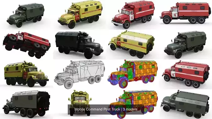Mobile Command Post Truck 3D Model Collection