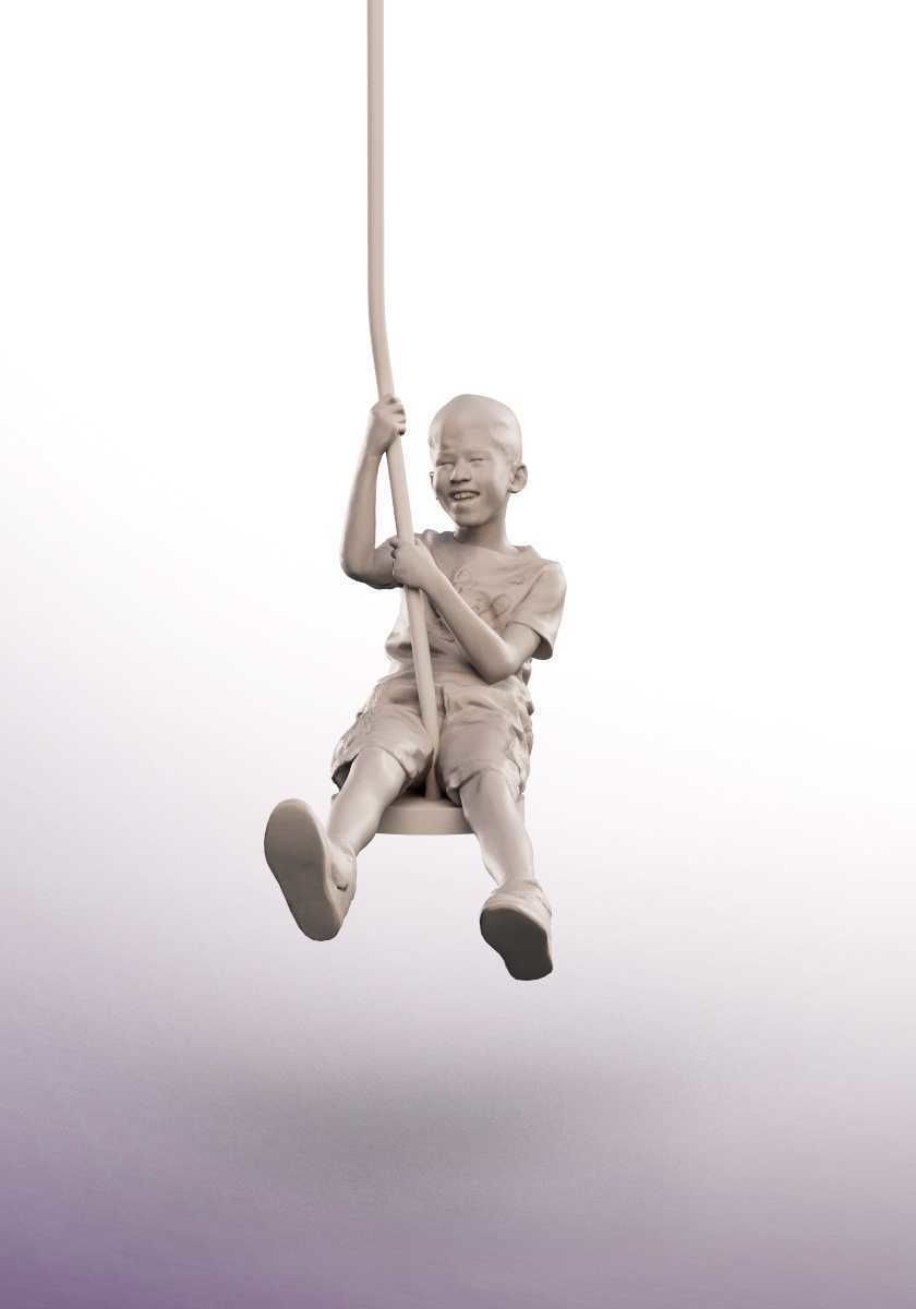 Joey 14480 - Mediterranean Boy Riding A Cable Car On Playground Low-poly 3D model_3