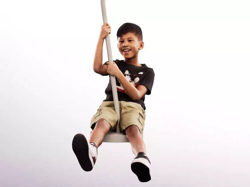 Joey 14480 - Mediterranean Boy Riding A Cable Car On Playground Low-poly 3D model_0