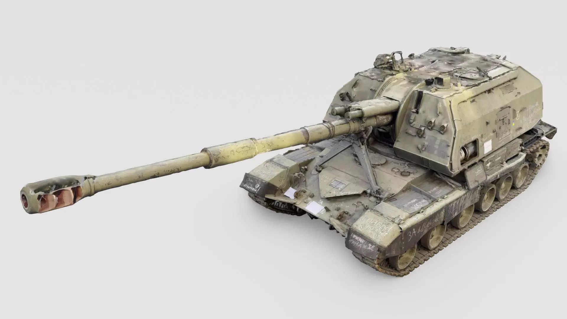 Destroyed 2S19 Msta 152 mm self-propelled howitzer M1990 3D model_0