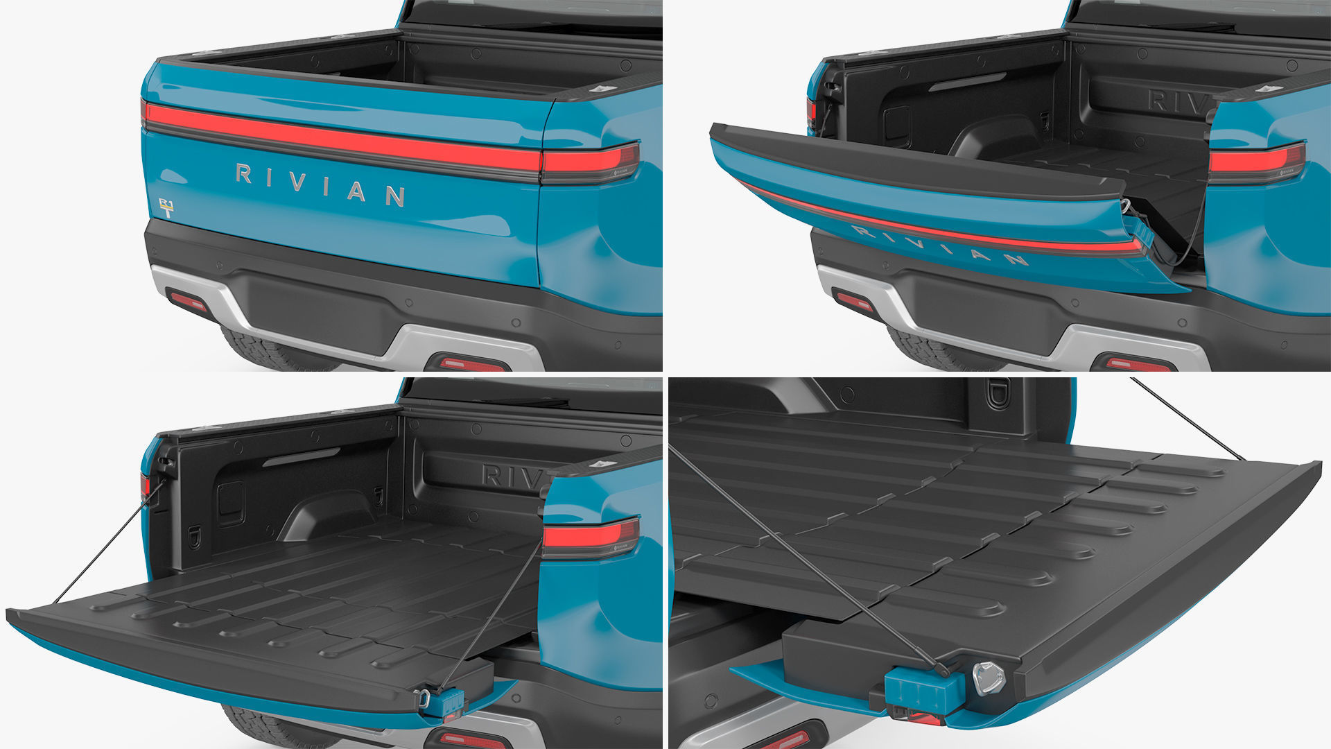 2023 Rivian R1T Pickup Blue Rigged 3D model_36