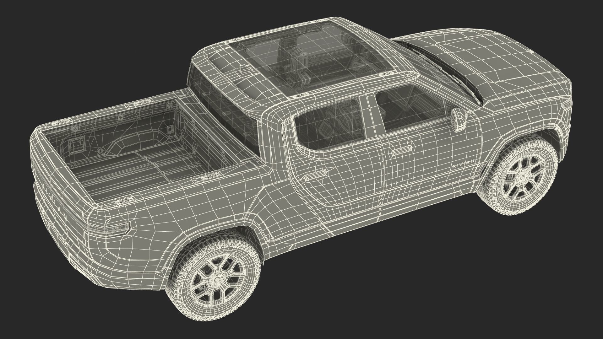 2023 Rivian R1T Pickup Blue Rigged 3D model_50