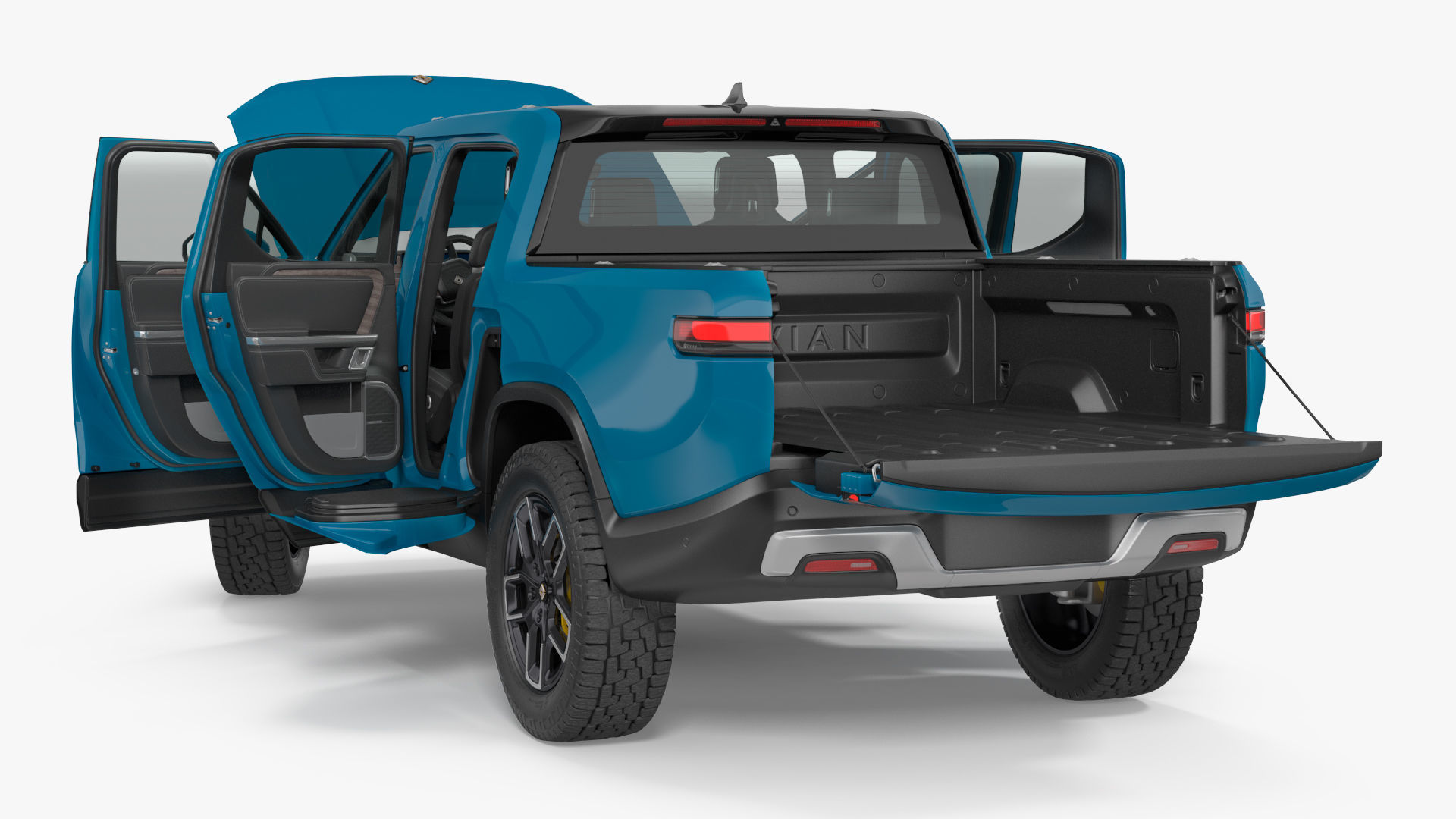 2023 Rivian R1T Pickup Blue Rigged 3D model_25