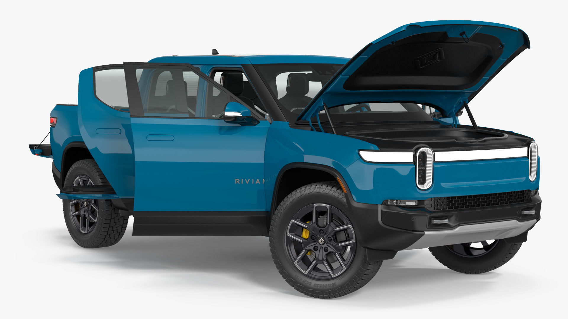 2023 Rivian R1T Pickup Blue Rigged 3D model_23