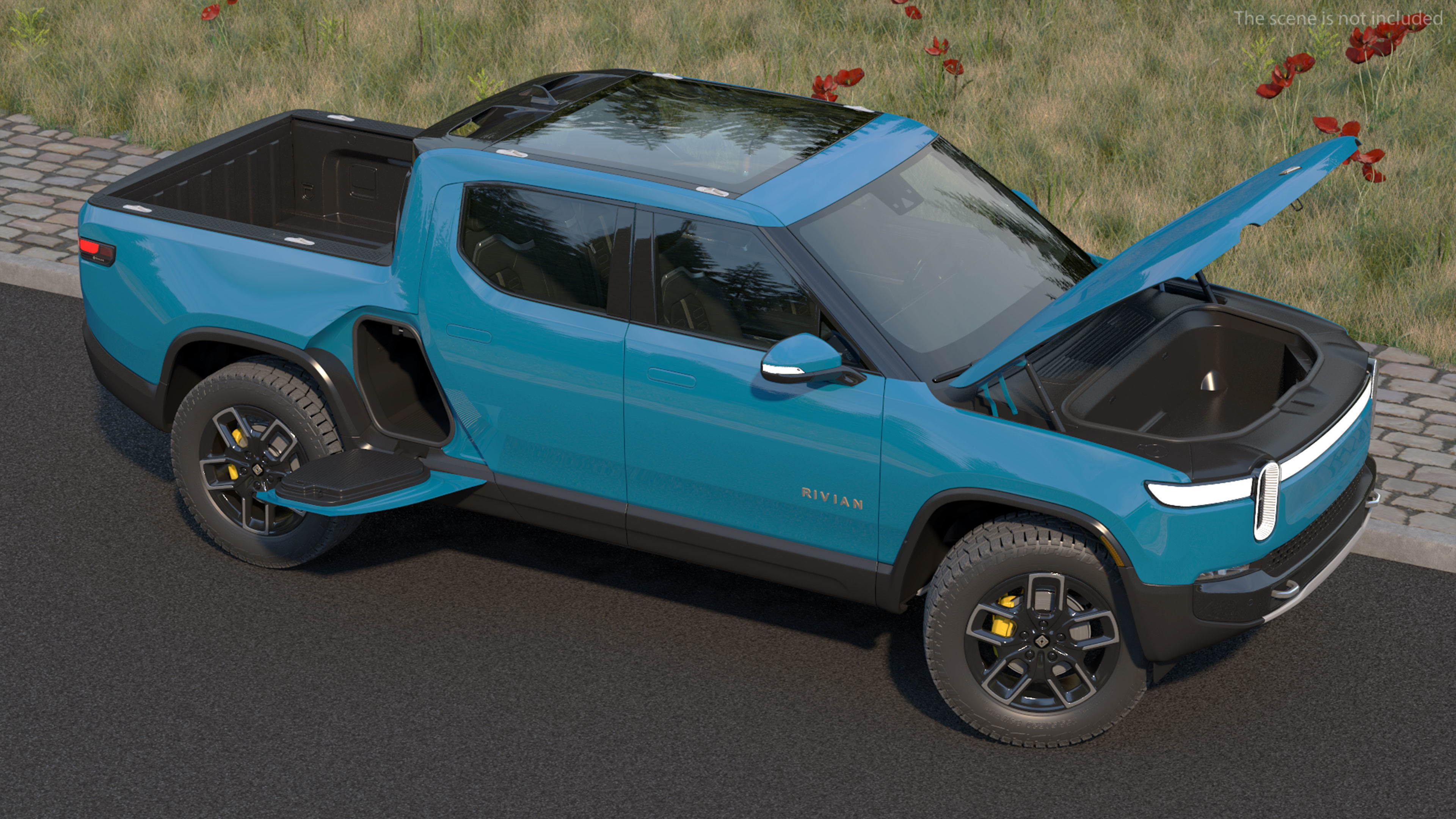 2023 Rivian R1T Pickup Blue Rigged 3D model_8