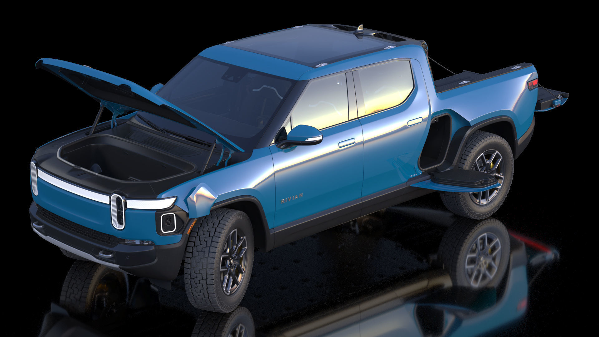 2023 Rivian R1T Pickup Blue Rigged 3D model_21