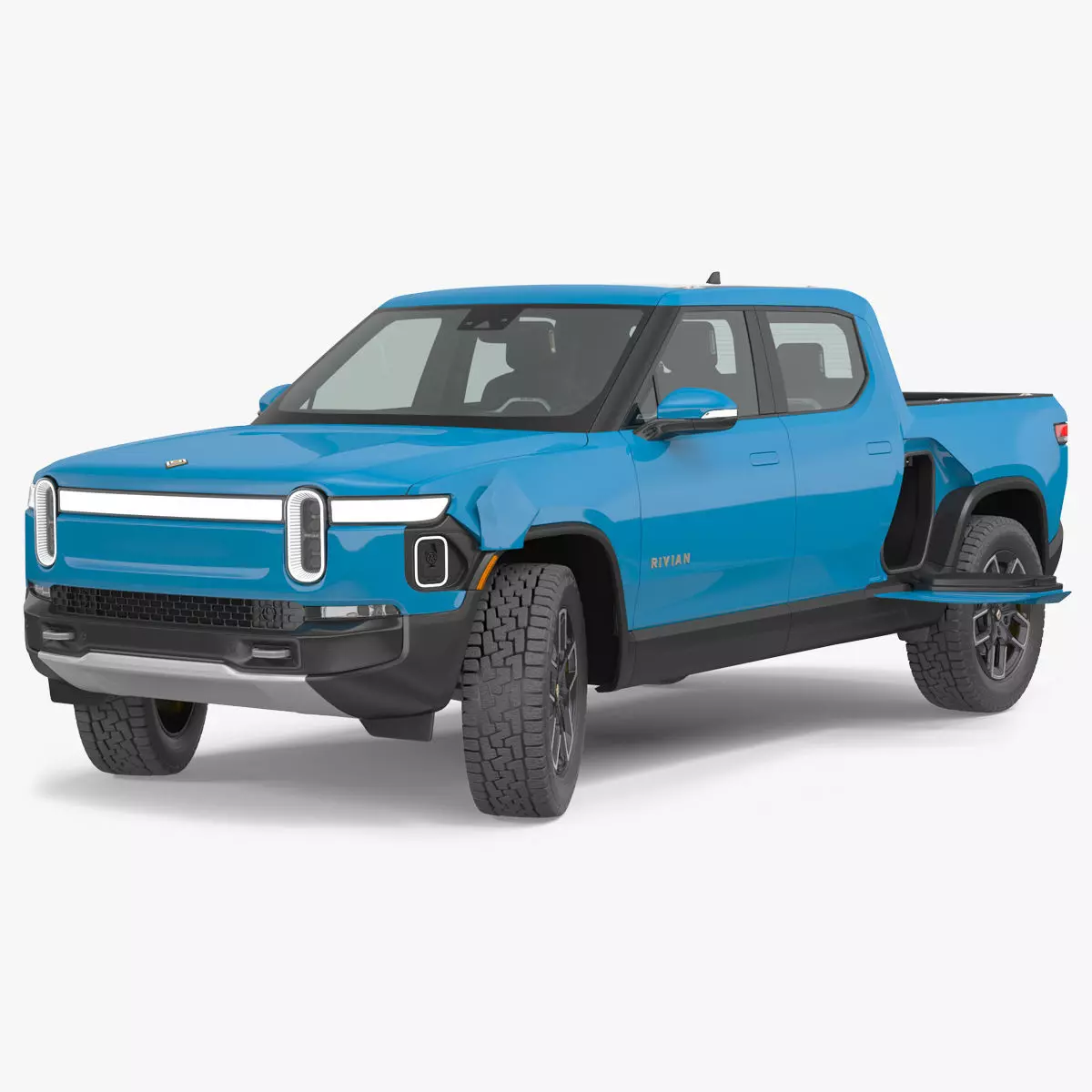 2023 Rivian R1T Pickup Blue Rigged 3D model_0