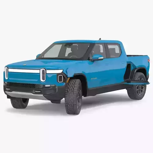 2023 Rivian R1T Pickup Blue Rigged 3D model
