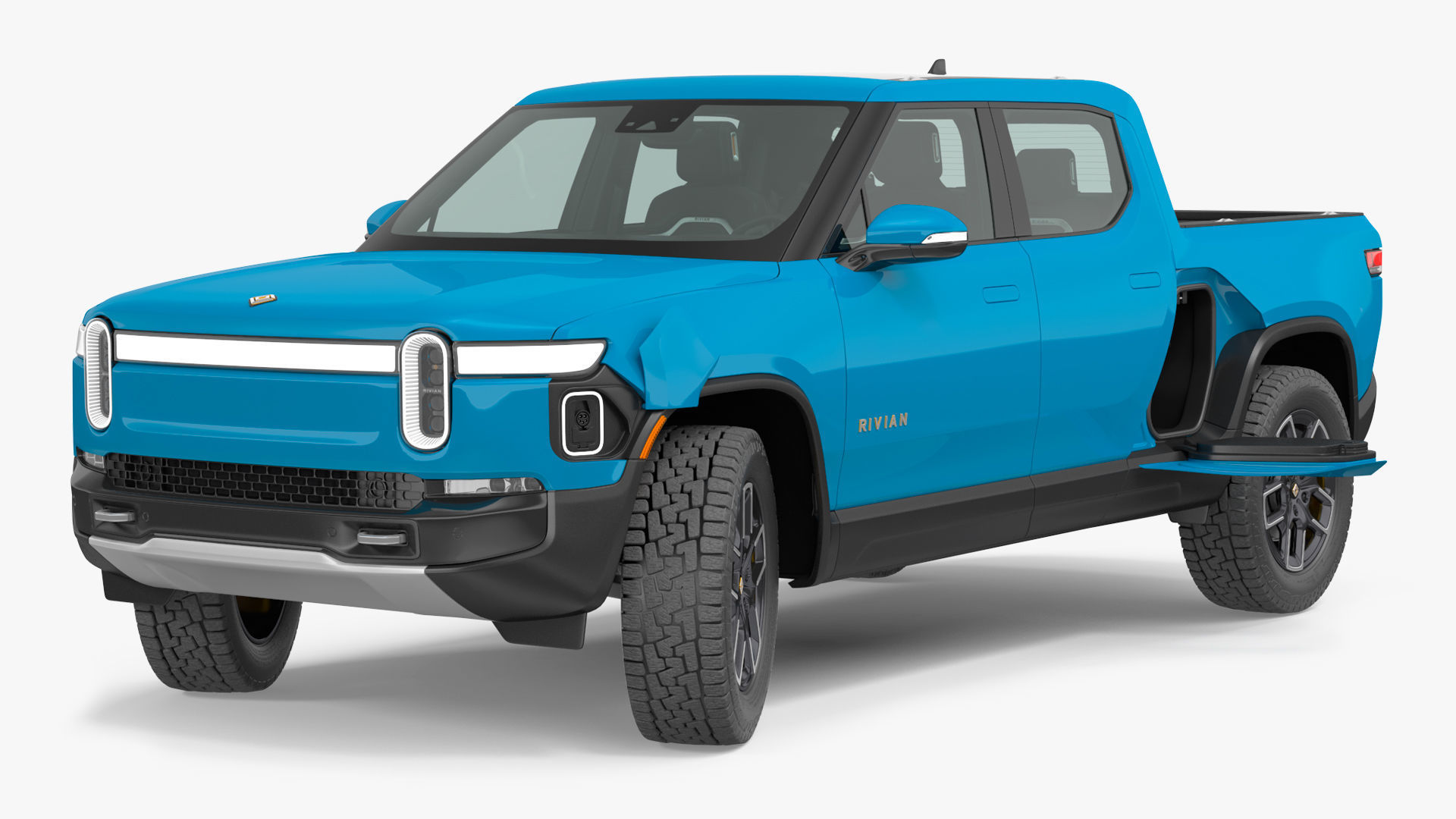 2023 Rivian R1T Pickup Blue Rigged 3D model_1