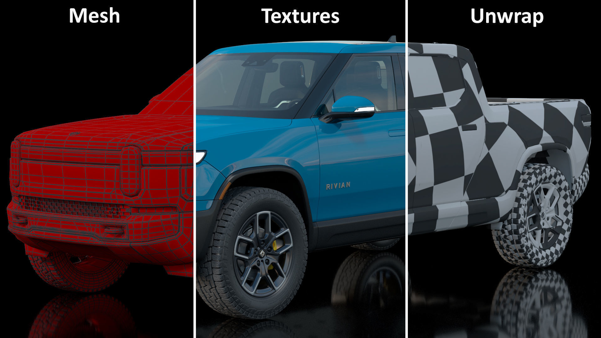2023 Rivian R1T Pickup Blue Rigged 3D model_41