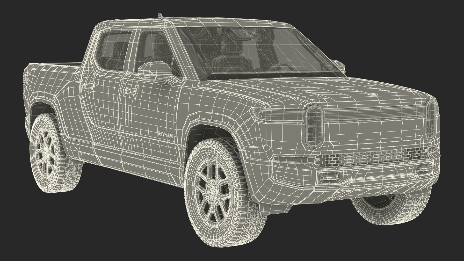 2023 Rivian R1T Pickup Blue Rigged 3D model_48