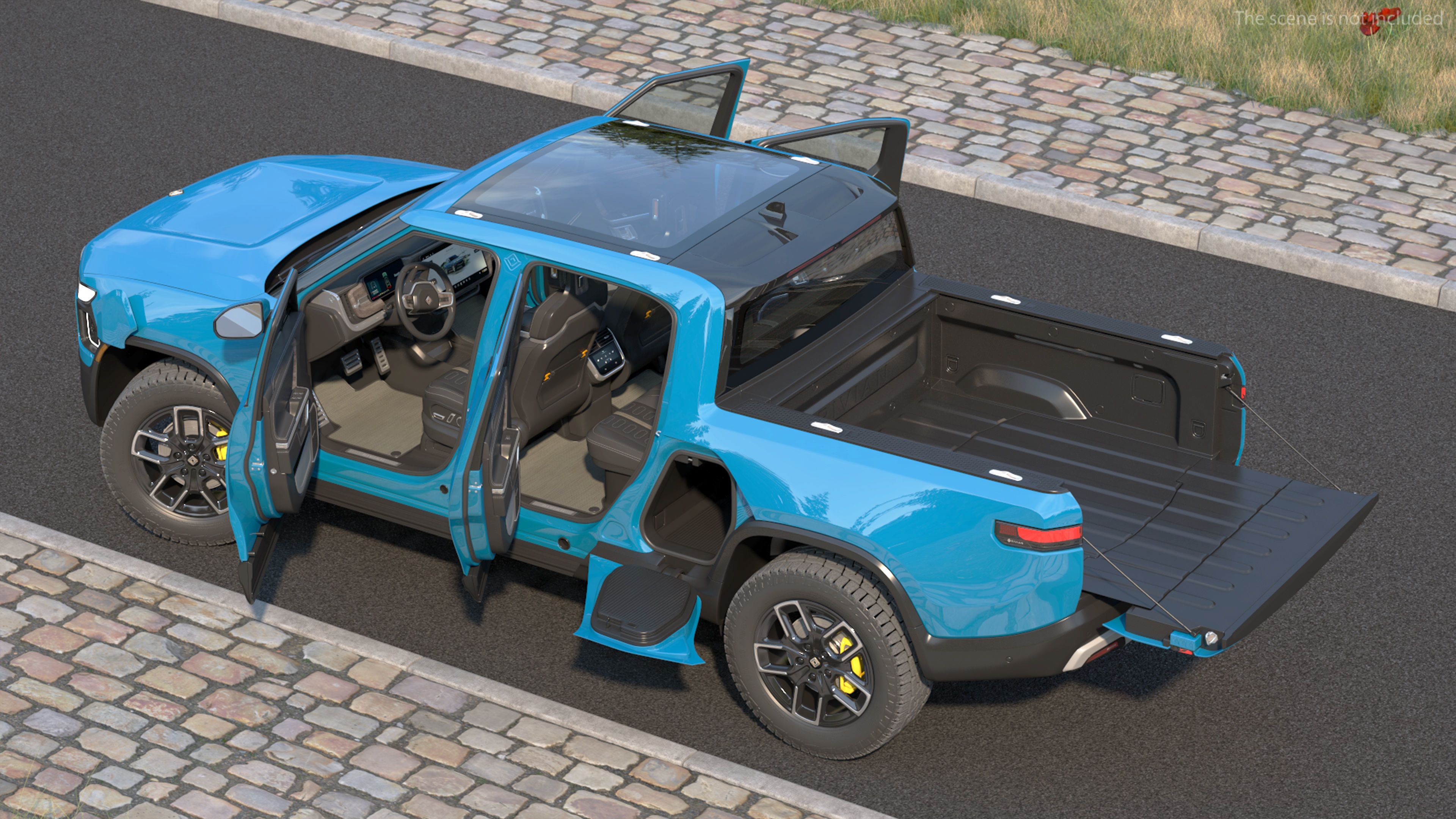 2023 Rivian R1T Pickup Blue Rigged 3D model_9