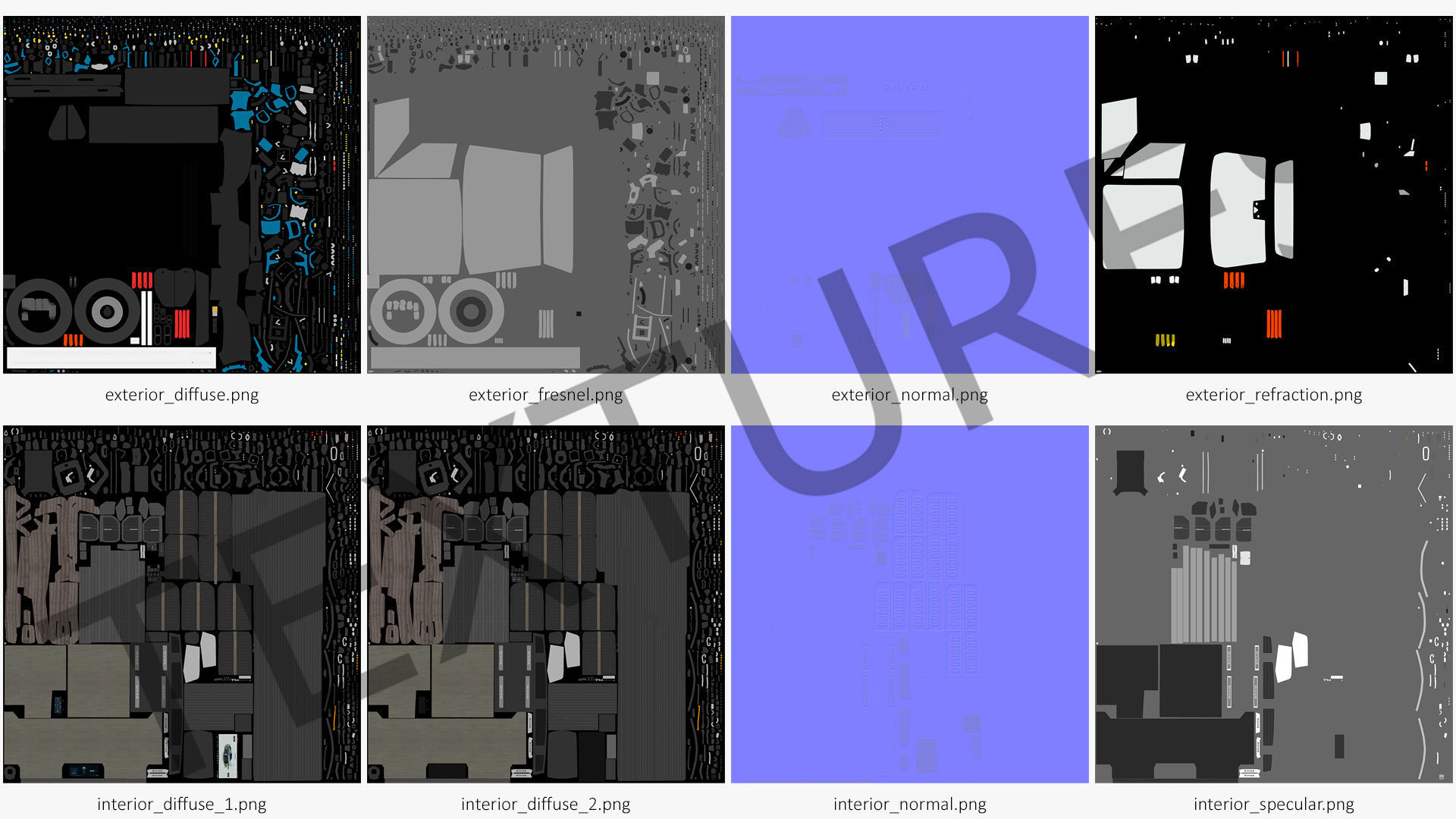 2023 Rivian R1T Pickup Blue Rigged 3D model_46